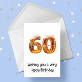 60th Birthday Beer Numbers Edible Icing Cake Topper or Ribbon