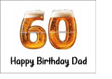 60th Birthday Beer Numbers Edible Icing Cake Topper or Ribbon