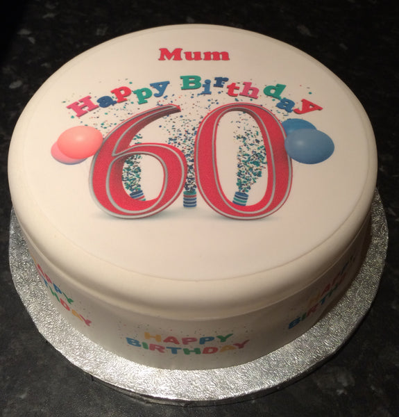 60th Birthday Edible Icing Cake Topper or Ribbon (01)