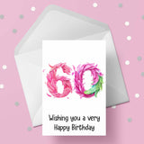 60th Birthday Pink Feathers Card