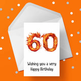 60th Birthday Card with Fire / Phoenix theme