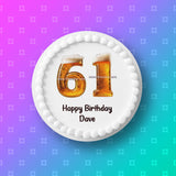 61st Birthday Beer Numbers Edible Icing Cake Topper or Ribbon
