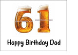 61st Birthday Beer Numbers Edible Icing Cake Topper or Ribbon