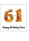 61st Birthday Beer Numbers Edible Icing Cake Topper or Ribbon