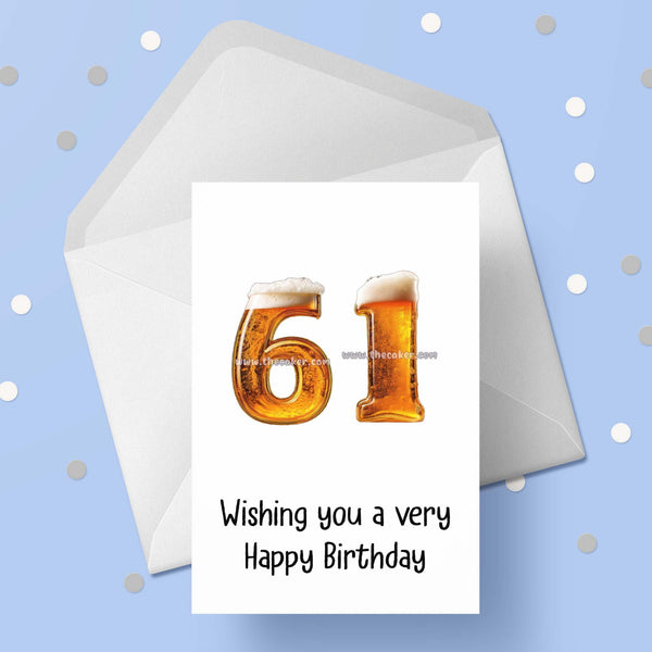 61st Birthday Card with Beer Numbers