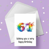 61st Birthday Card with Rainbow Numbers
