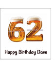 62nd Birthday Beer Numbers Edible Icing Cake Topper or Ribbon