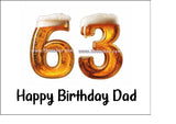 63rd Birthday Beer Numbers Edible Icing Cake Topper or Ribbon