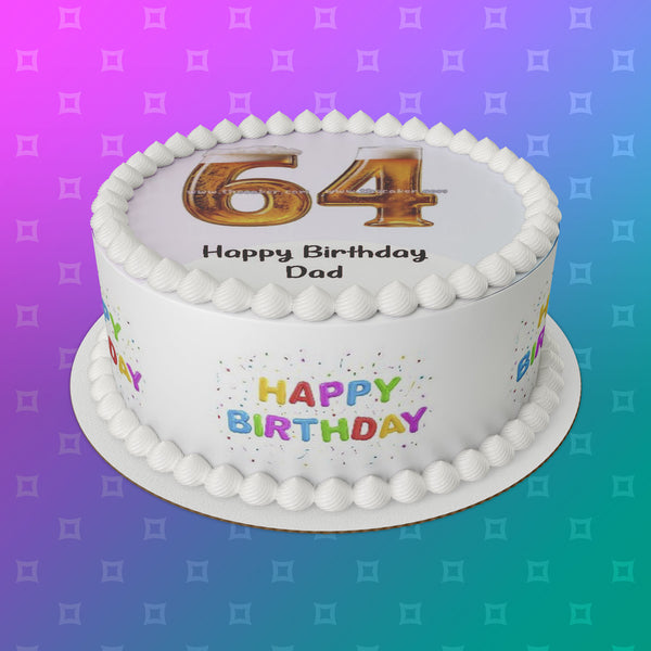 64th Birthday Beer Numbers Edible Icing Cake Topper or Ribbon