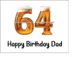 64th Birthday Beer Numbers Edible Icing Cake Topper or Ribbon