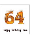 64th Birthday Beer Numbers Edible Icing Cake Topper or Ribbon