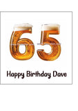 65th Birthday Beer Numbers Edible Icing Cake Topper or Ribbon