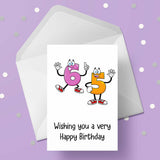 65th Birthday Card with Funny Cartoon Numbers