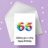 65th Birthday Card with Rainbow Numbers