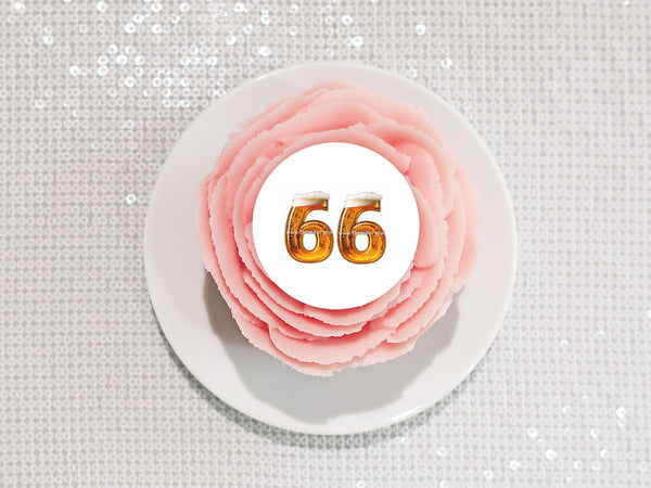 66th Birthday Beer Numbers Edible Icing Cake Topper or Ribbon