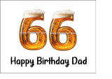 66th Birthday Beer Numbers Edible Icing Cake Topper or Ribbon
