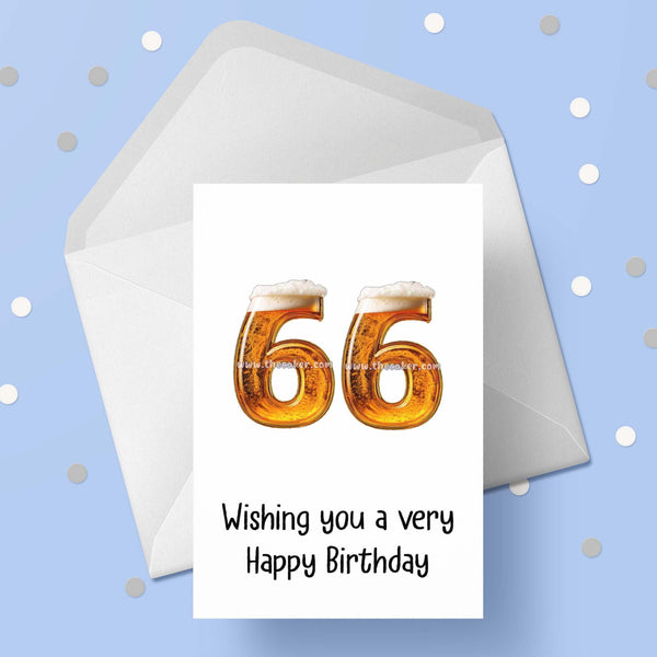 66th Birthday Card with Beer Numbers