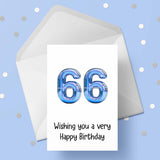 66th Birthday Card with Blue Numbers