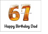 67th Birthday Beer Numbers Edible Icing Cake Topper or Ribbon