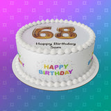 68th Birthday Beer Numbers Edible Icing Cake Topper or Ribbon