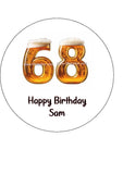 68th Birthday Beer Numbers Edible Icing Cake Topper or Ribbon
