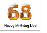 68th Birthday Beer Numbers Edible Icing Cake Topper or Ribbon