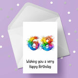 68th Birthday Card with Rainbow Numbers