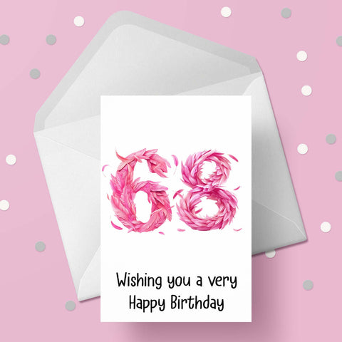 68th Birthday Pink Feathers Card