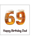 69th Birthday Beer Numbers Edible Icing Cake Topper or Ribbon