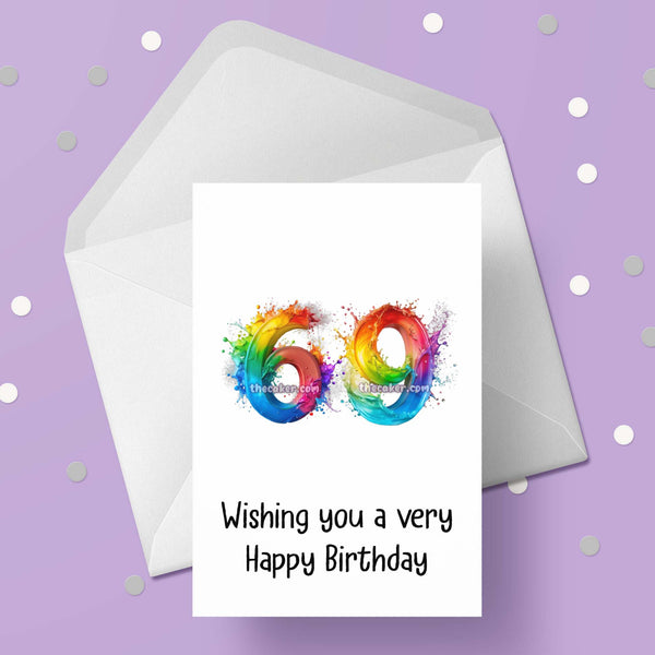 69th Birthday Card with Rainbow Numbers