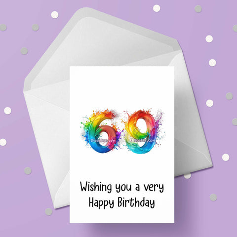 69th Birthday Card with Rainbow Numbers
