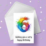 06 6th Birthday 04 Birthday Card with Rainbow number