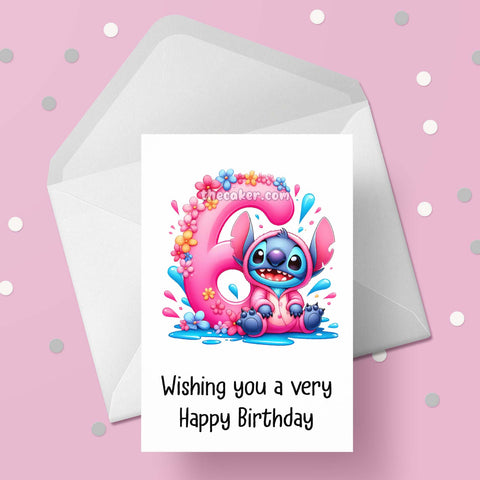 06 6th Birthday 06 Birthday Card with Stitch