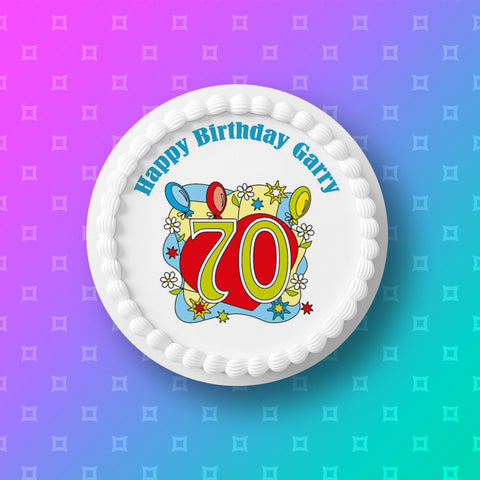 70th Birthday Edible Icing Cake Topper or Ribbon (01)