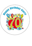70th Birthday Edible Icing Cake Topper or Ribbon (01)