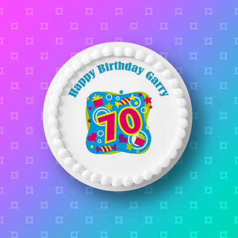 70th Birthday Edible Icing Cake Topper or Ribbon (03)