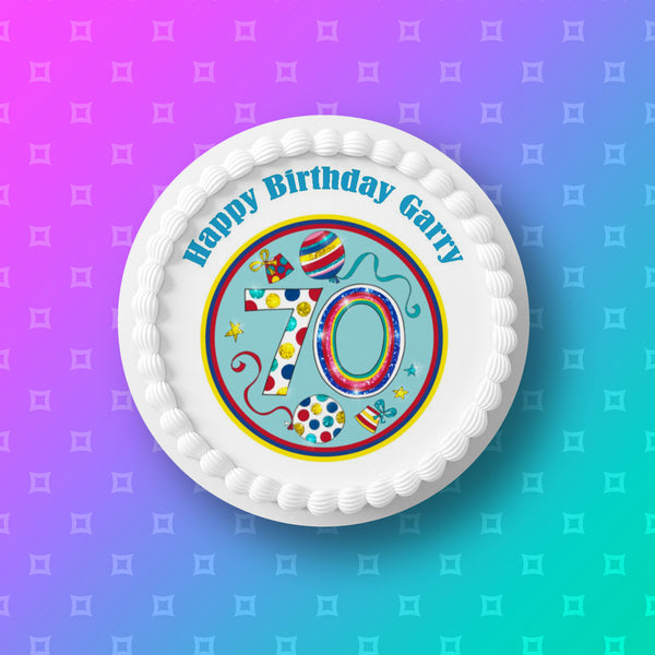 70th Birthday Edible Icing Cake Topper or Ribbon (05)