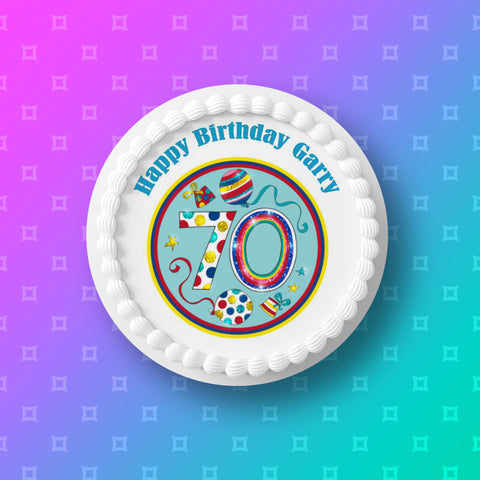70th Birthday Edible Icing Cake Topper or Ribbon (05)
