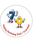 70th Birthday Funny Cartoon Numbers Edible Icing Cake Topper or Ribbon
