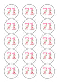 71st Birthday Pretty Pink Flowers Edible Icing Cake Topper or Ribbon