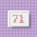 71st Birthday Pretty Pink Flowers Edible Icing Cake Topper or Ribbon