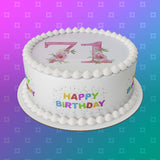 71st Birthday Pretty Pink Flowers Edible Icing Cake Topper or Ribbon