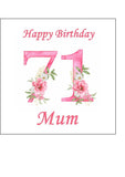 71st Birthday Pretty Pink Flowers Edible Icing Cake Topper or Ribbon