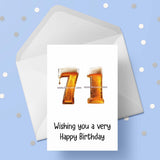 71st Birthday Card with Beer Numbers