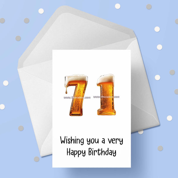 71st Birthday Card with Beer Numbers
