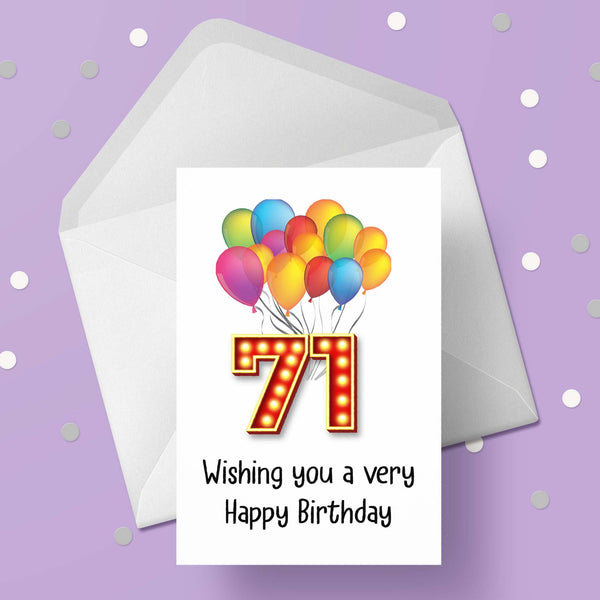 71st Birthday Card with Red Numbers