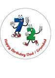 72nd Birthday Funny Cartoon Numbers Edible Icing Cake Topper or Ribbon