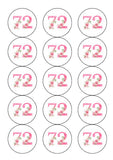72nd Birthday Pretty Pink Flowers Edible Icing Cake Topper or Ribbon