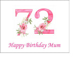 72nd Birthday Pretty Pink Flowers Edible Icing Cake Topper or Ribbon
