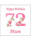 72nd Birthday Pretty Pink Flowers Edible Icing Cake Topper or Ribbon